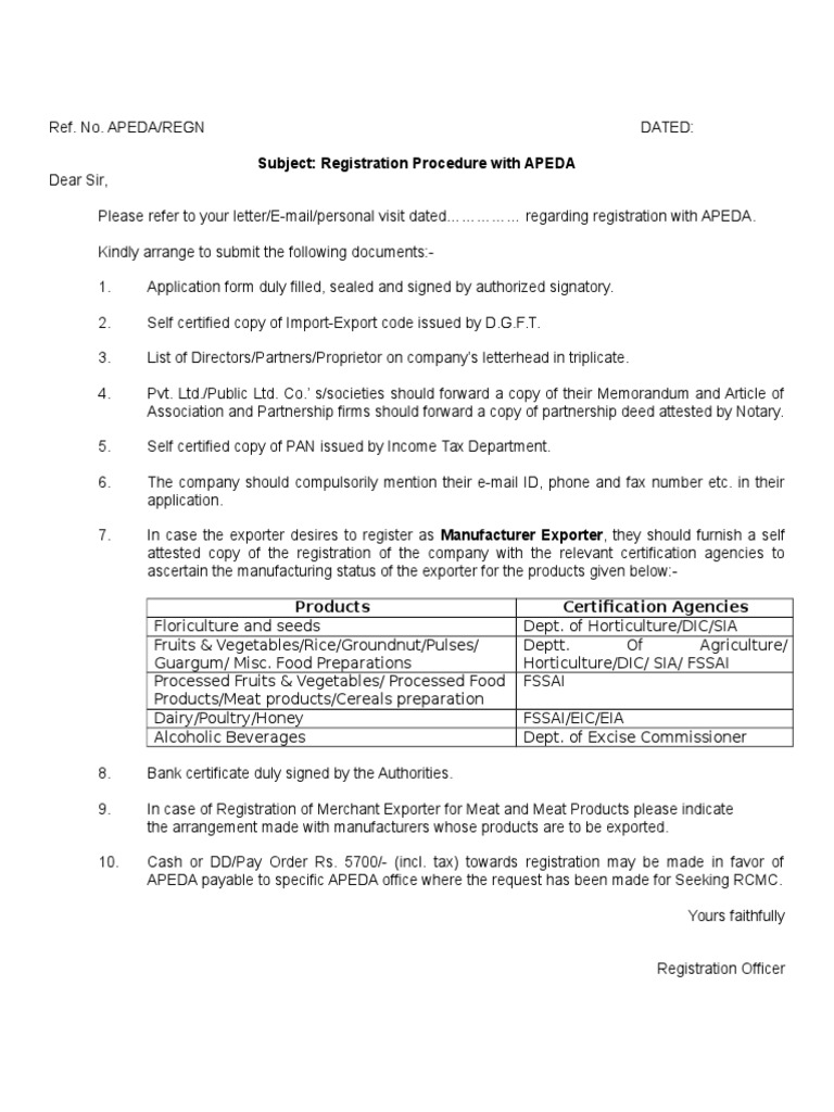 apeda registration form